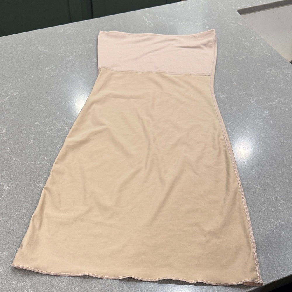 SPANX Two-Tone Strapless Slip Dress in Blush and Beige
